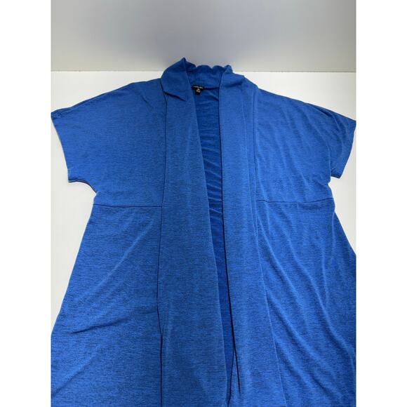 Rafaella Women’s BluevOpen Front Cardigan Sz Medium Short Sleeve Office - Picture 9 of 11